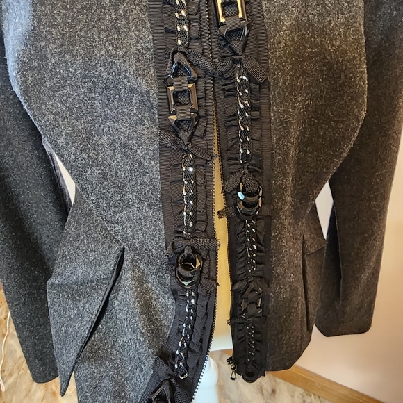 Magaschoni NWT charcoal wool cashmere blazer size 10 - Picture 6 of 12